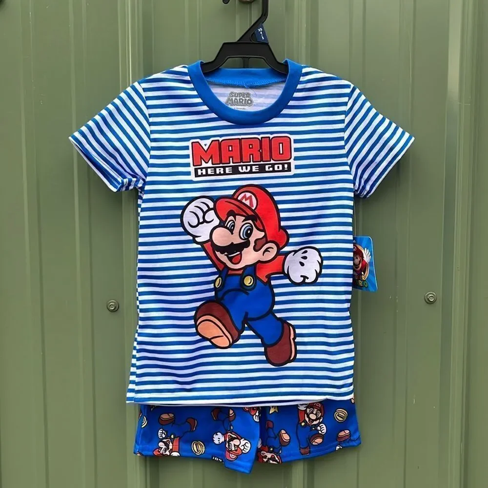 Pokémon & Mario Graphic Print Tee & Shorts Sleep 2, 2-Piece Sets Size XS